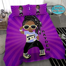 Load image into Gallery viewer, Cool Dancing Black Kid Wear Sunglasses African Custom Name Duvet Cover Bedding Set
