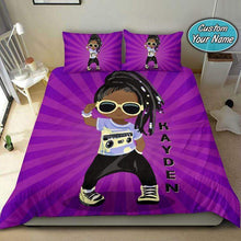Load image into Gallery viewer, Cool Dancing Black Kid Wear Sunglasses African Custom Name Duvet Cover Bedding Set