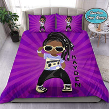Load image into Gallery viewer, Cool Dancing Black Kid Wear Sunglasses African Custom Name Duvet Cover Bedding Set