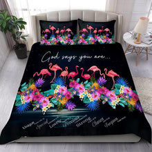 Load image into Gallery viewer, Tropical Flamingo God Says You Are Unique Bed Sheets Spread Comforter Duvet Cover Bedding Sets