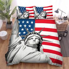 Load image into Gallery viewer, Statue Of Liberty With Us Flag Bed Sheets Spread Comforter Duvet Cover Bedding Sets