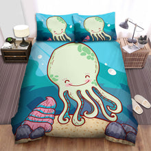 Load image into Gallery viewer, The Octopus Smiling With A Snail Bed Sheets Spread Duvet Cover Bedding Sets