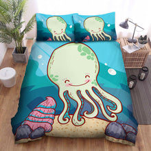 Load image into Gallery viewer, The Octopus Smiling With A Snail Bed Sheets Spread Duvet Cover Bedding Sets